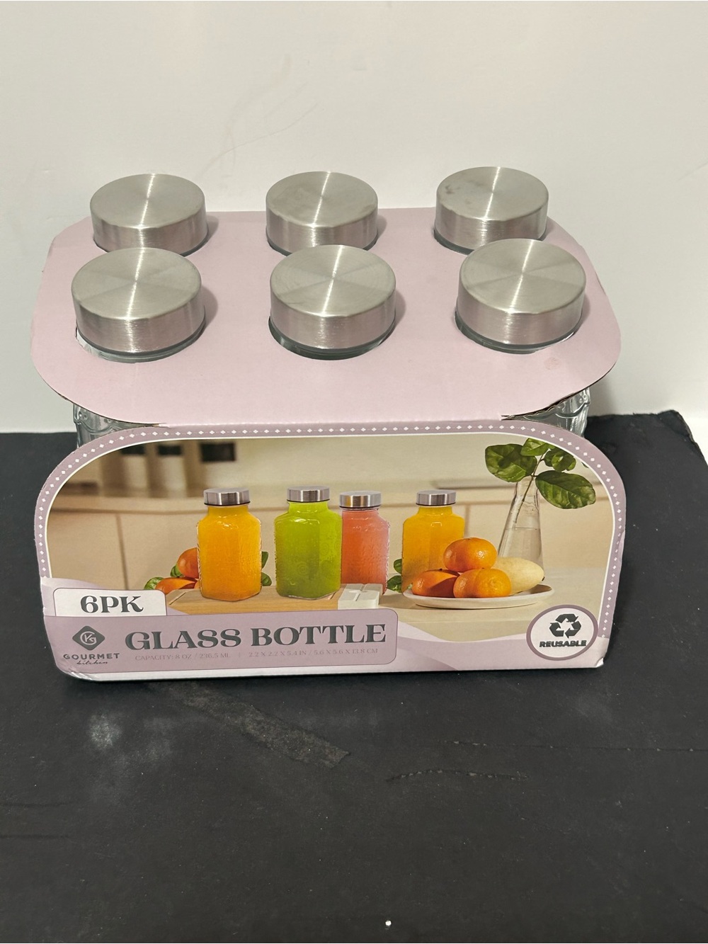 Glass Storage Jar Set - Pink Lid, 6-Pack
